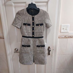 Maje Rinie Contrast Trimmed Tweed Mini Dress
